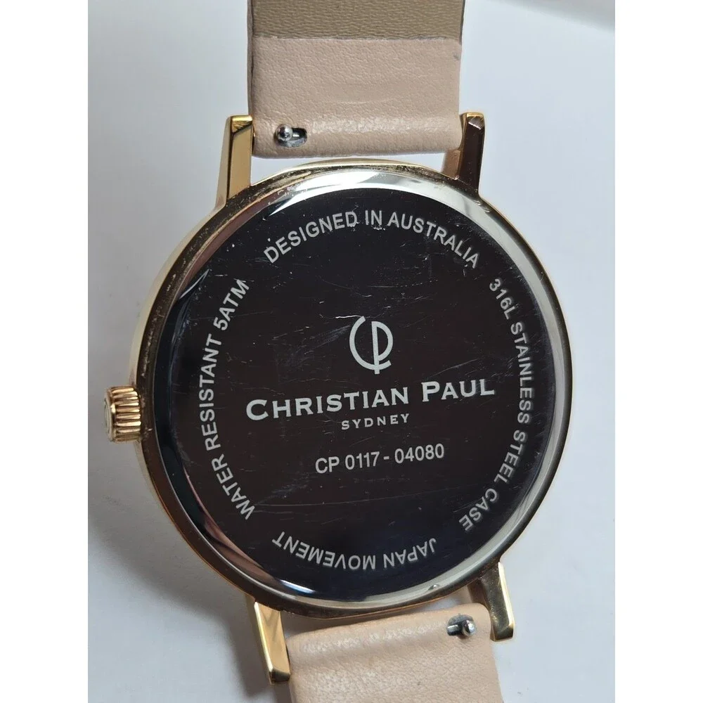 Christian Paul Whitehaven MWR4303 Marble Rose Gold 43mm Quartz Watch New Battery